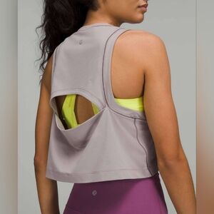 LULULEMON Open-Back Cropped Training Tank Shadow Grey 6/S